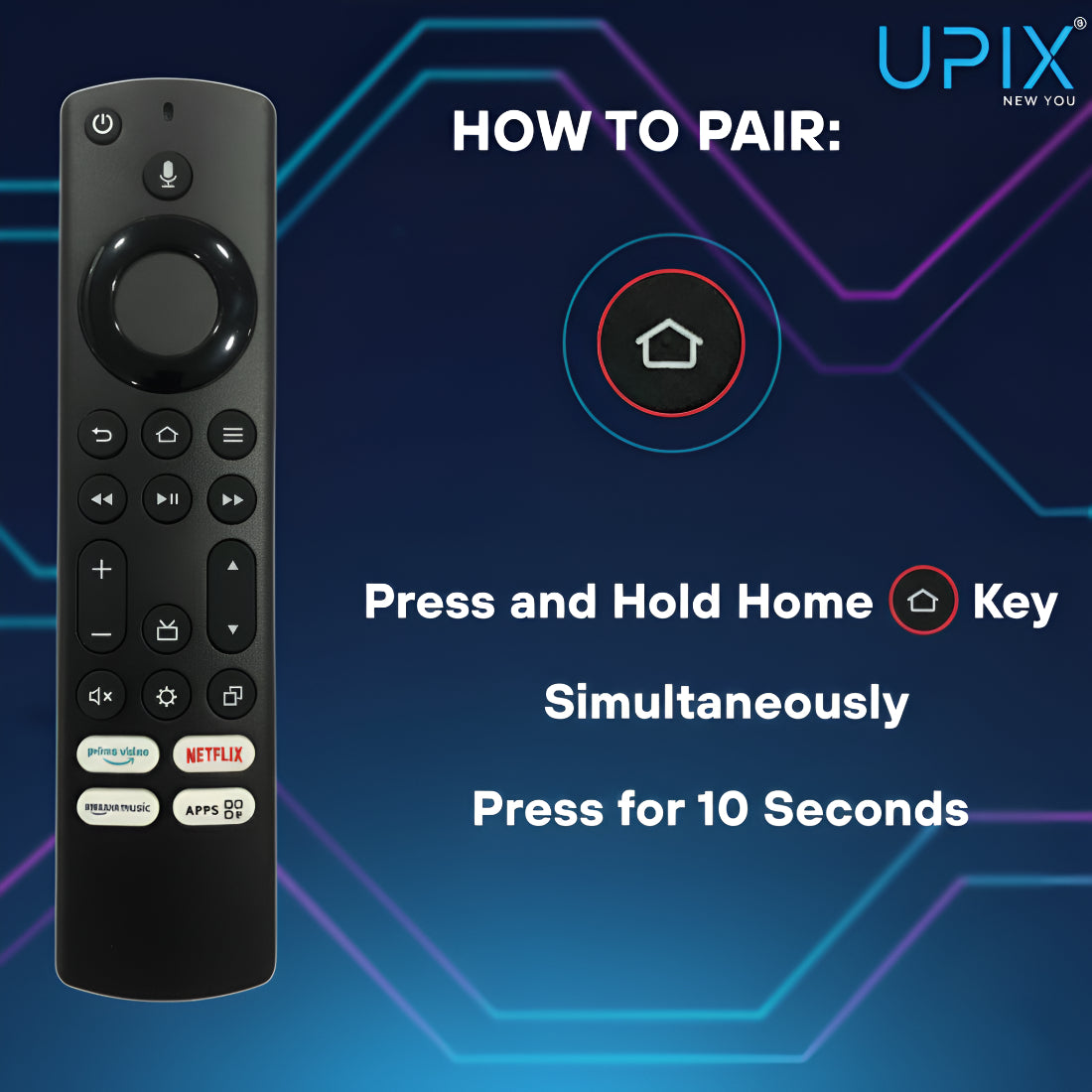 Upix Compatible Amazon Basics Smart TV Remote No. 1017, with Voice, Pairing is Required