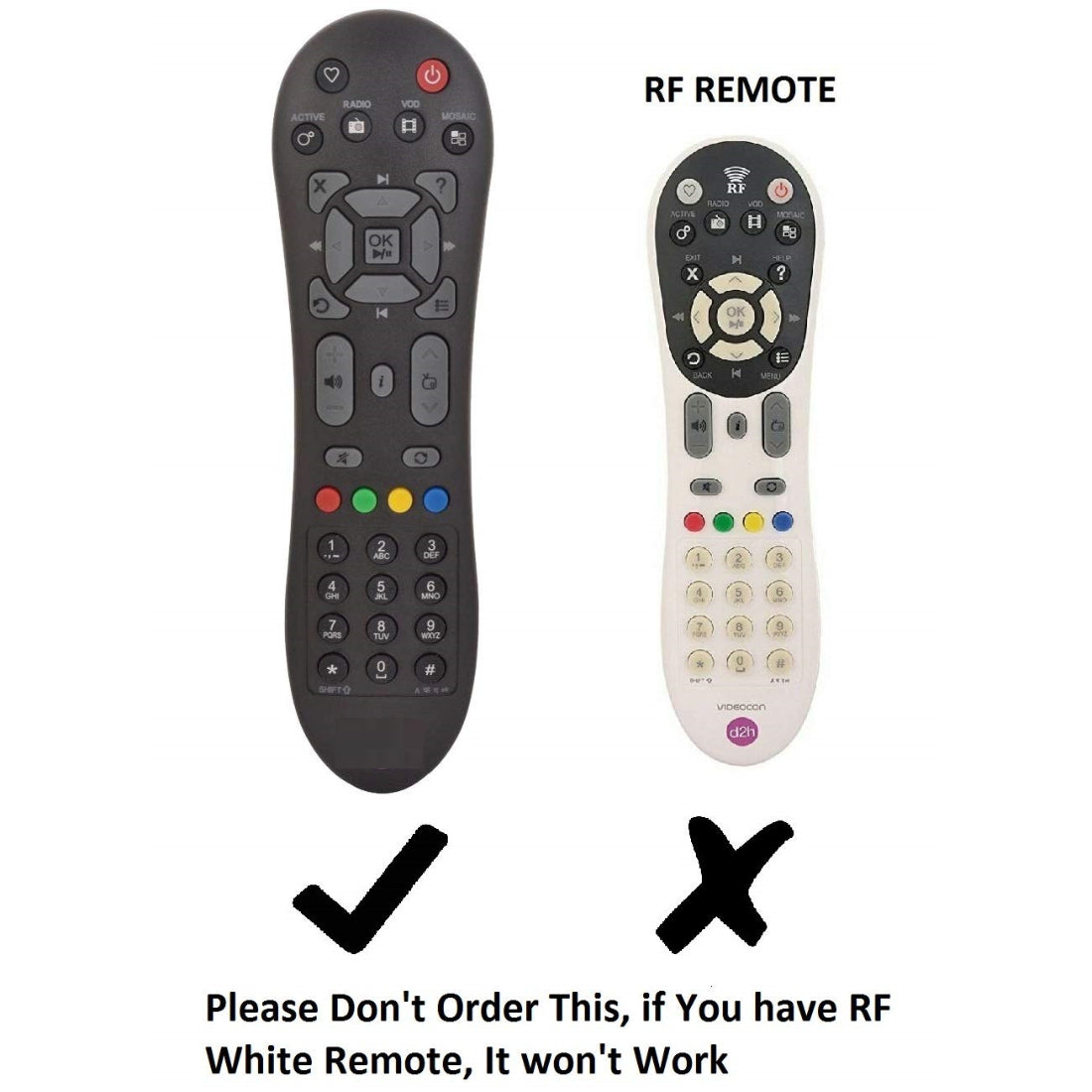Upix Compatible Videocon DTH Remote No. 125 (Not RF)