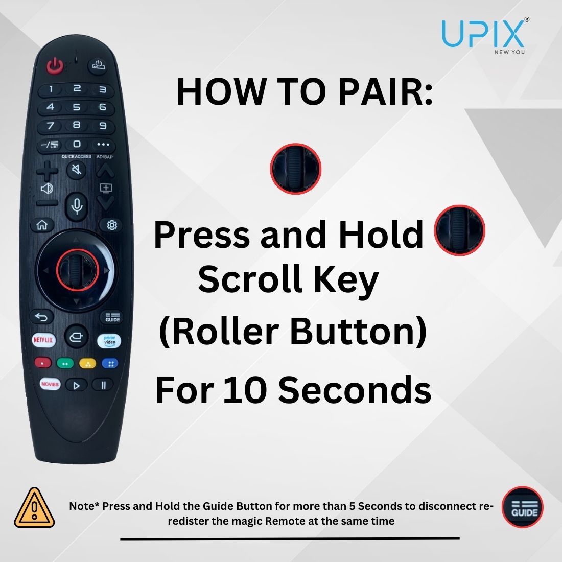 Upix Compatible LG Smart TV Remote No. AKB75855501, with Voice, Pairing is Required