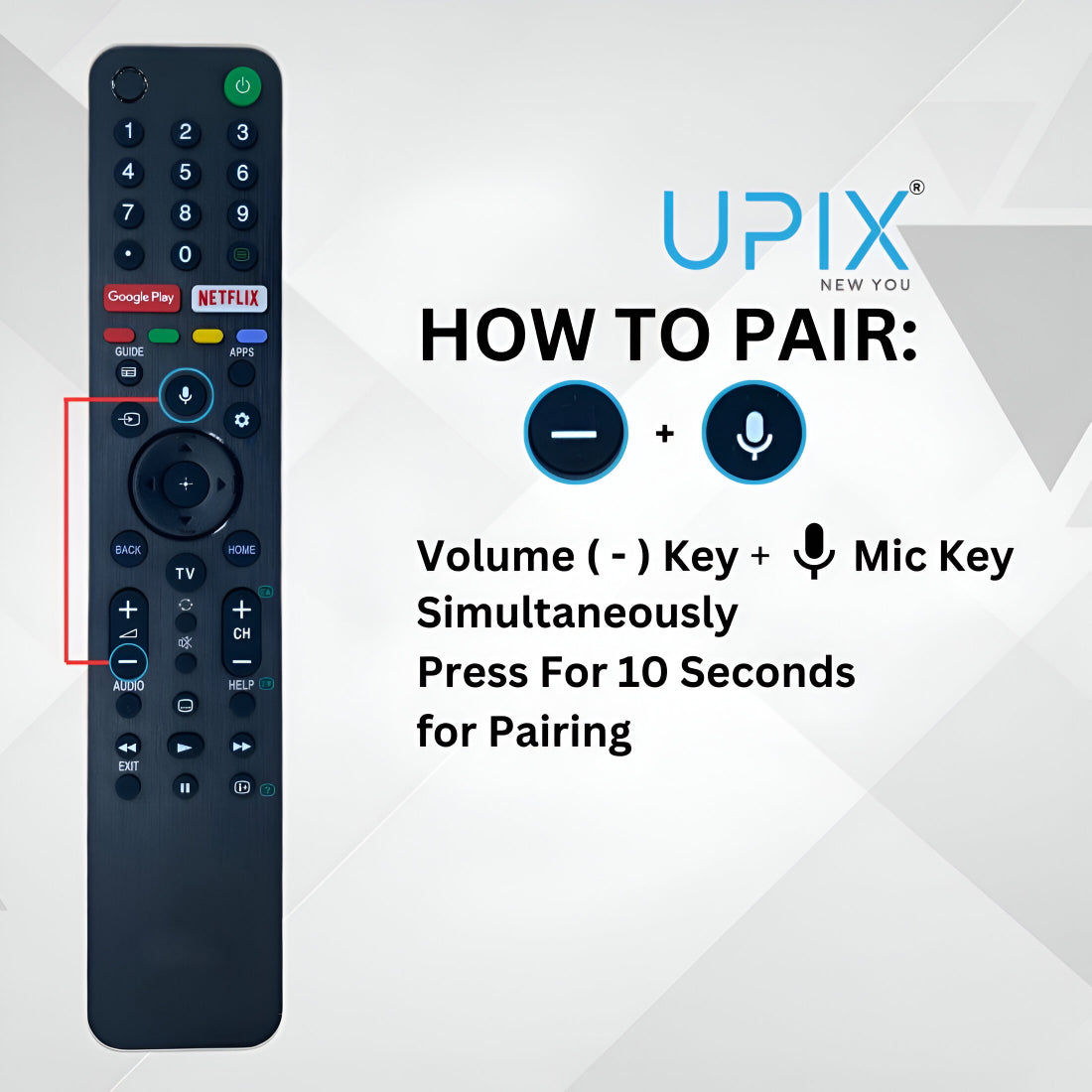 Upix Compatible Sony Smart TV Remote No. 1138, with Voice, Pairing is Required