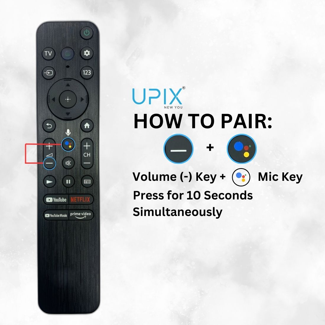 Upix Compatible Sony Smart TV Remote No. 1156, with Voice, Pairing is Required
