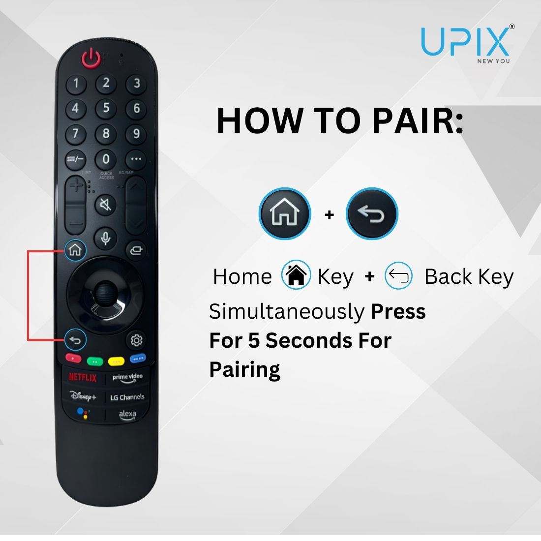 Upix Compatible LG Smart TV Remote No. AKB76039908, with Voice, Pairing is Required