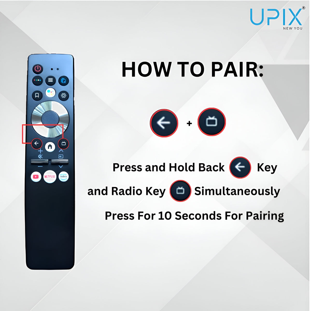 Upix Compatible Haier Smart TV Remote No. 1172, with Voice, Pairing is Required