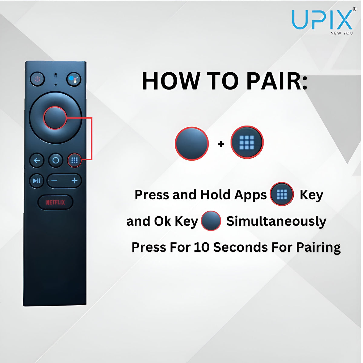 Upix Compatible Airtel Xstream Smart DTH Remote No. 1178, with Voice, Pairing is Required