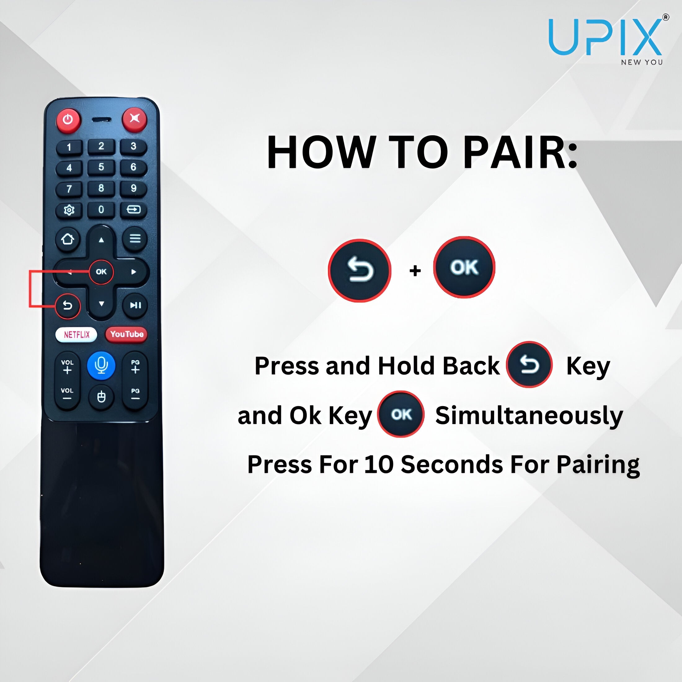 Upix Compatible YC Smart TV Remote No. 1187, with Voice, Pairing is Required