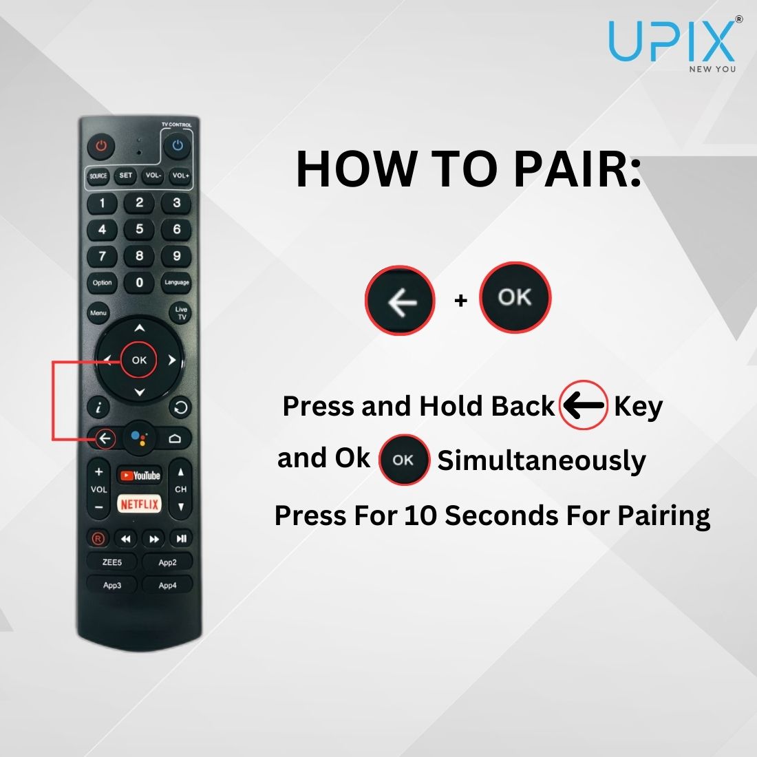 Upix Compatible Hathway Smart TV Remote No. 1194, with Voice, Pairing is Required
