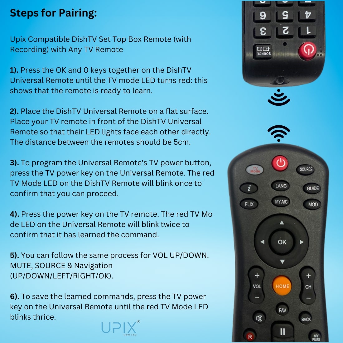 Upix Compatible Dish TV SD/HD Set Top Box Remote No. 11 (With Recording)