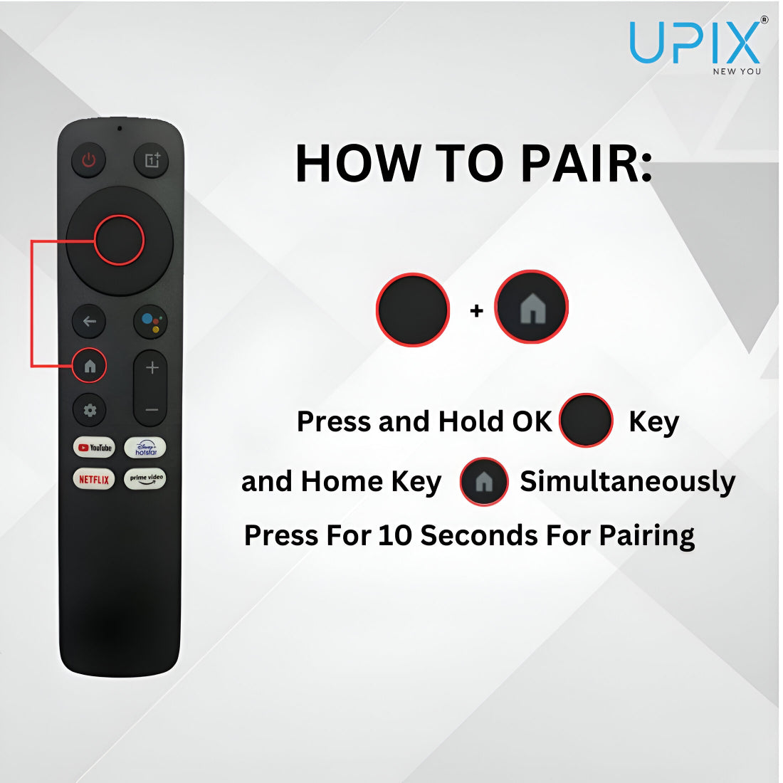 Upix Compatible OnePlus Smart TV Remote No. 1230, with Voice, Pairing is Required