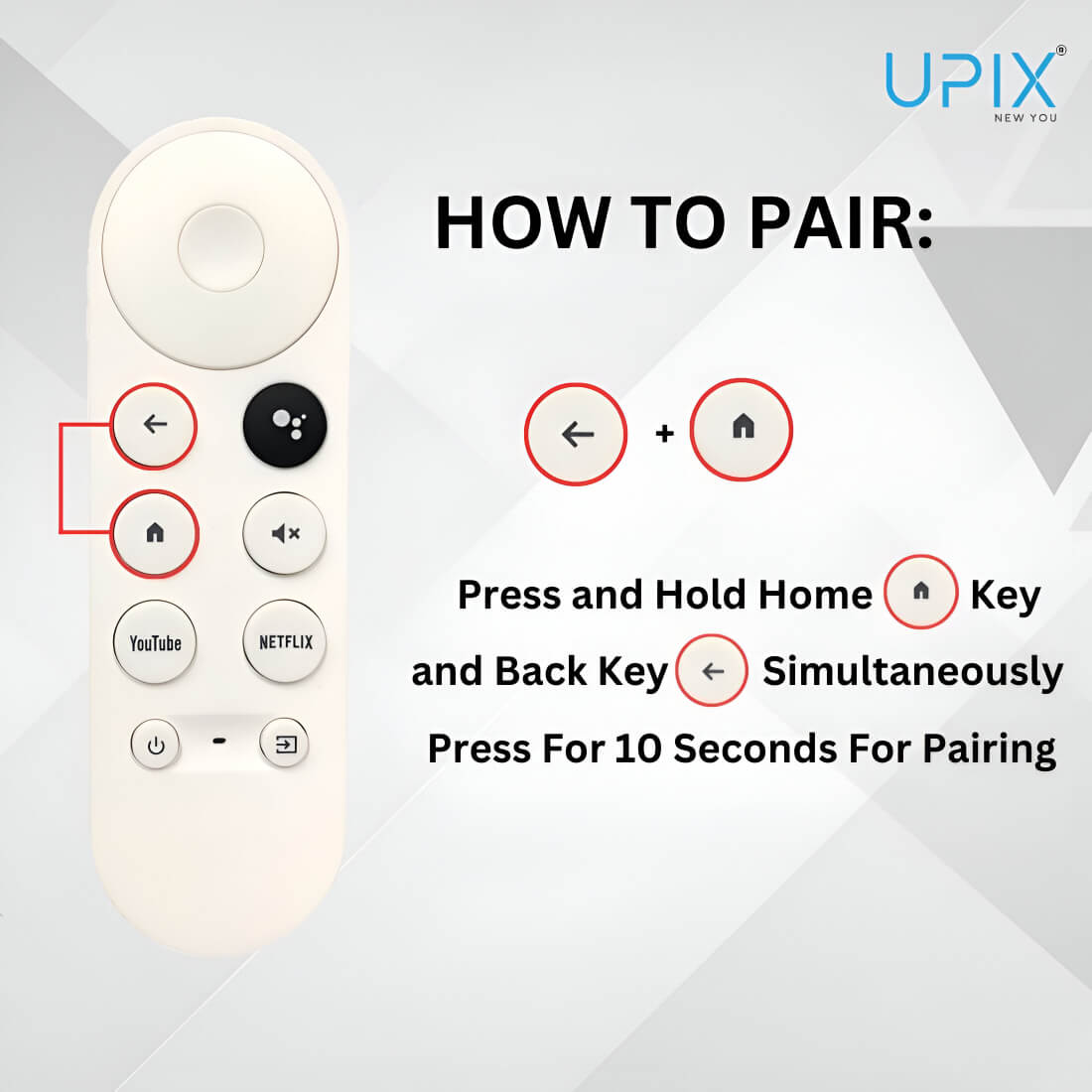 Upix Compatible for Google Chromecast Smart TV Remote No. 1273 | with Voice | Pairing is Required