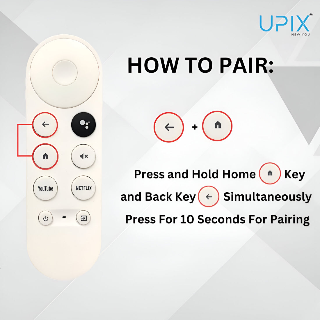 Upix Compatible Google Chromecast Smart TV Remote No. 1273, with Voice, Pairing is Required