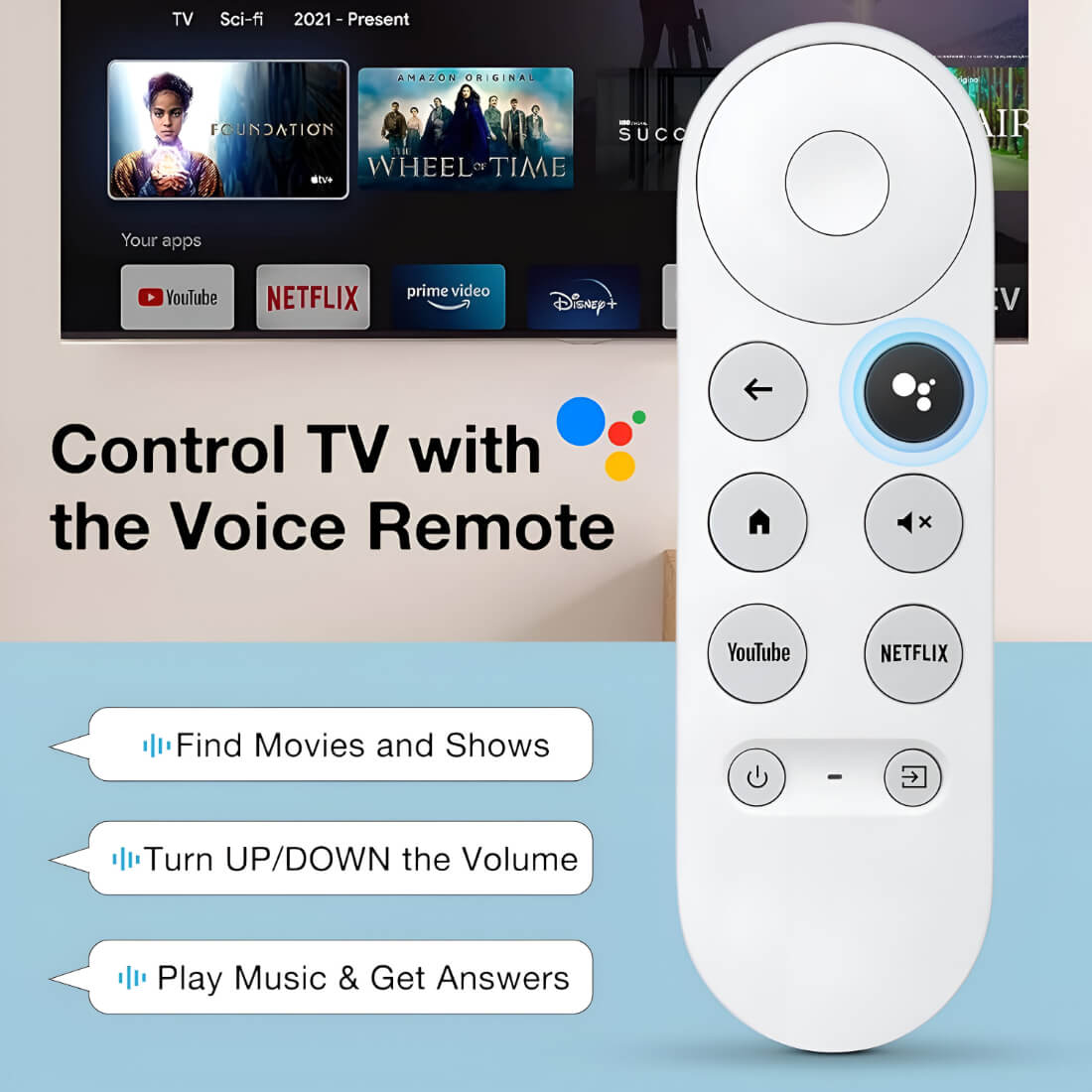 Upix Compatible for Google Chromecast Smart TV Remote No. 1273 | with Voice | Pairing is Required