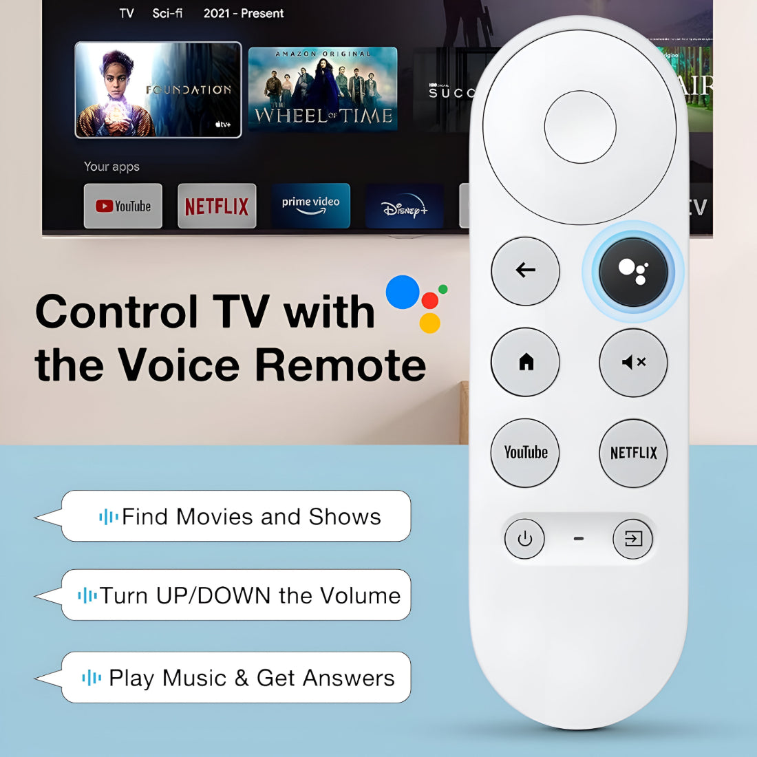 Upix Compatible Google Chromecast Smart TV Remote No. 1273, with Voice, Pairing is Required