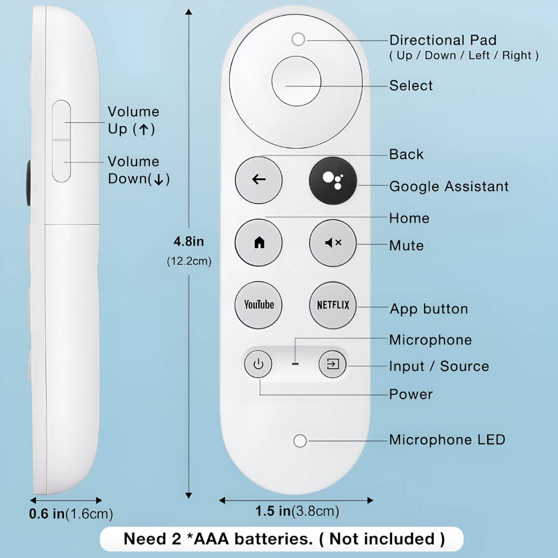 Upix Compatible for Google Chromecast Smart TV Remote No. 1273 | with Voice | Pairing is Required
