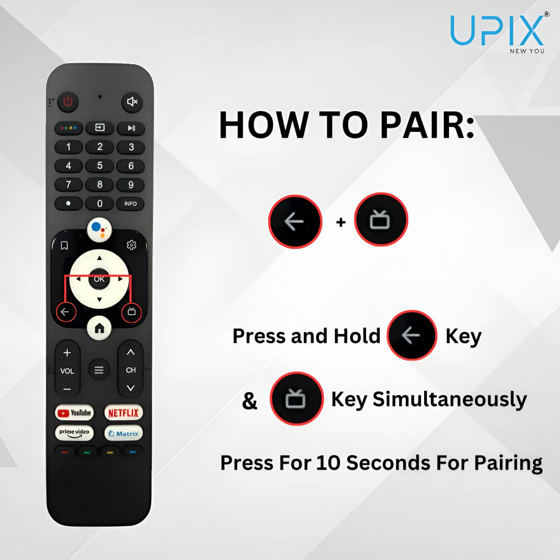 Upix Compatible for Haier Smart TV Remote No. 1277 | with Voice | Pairing is Required