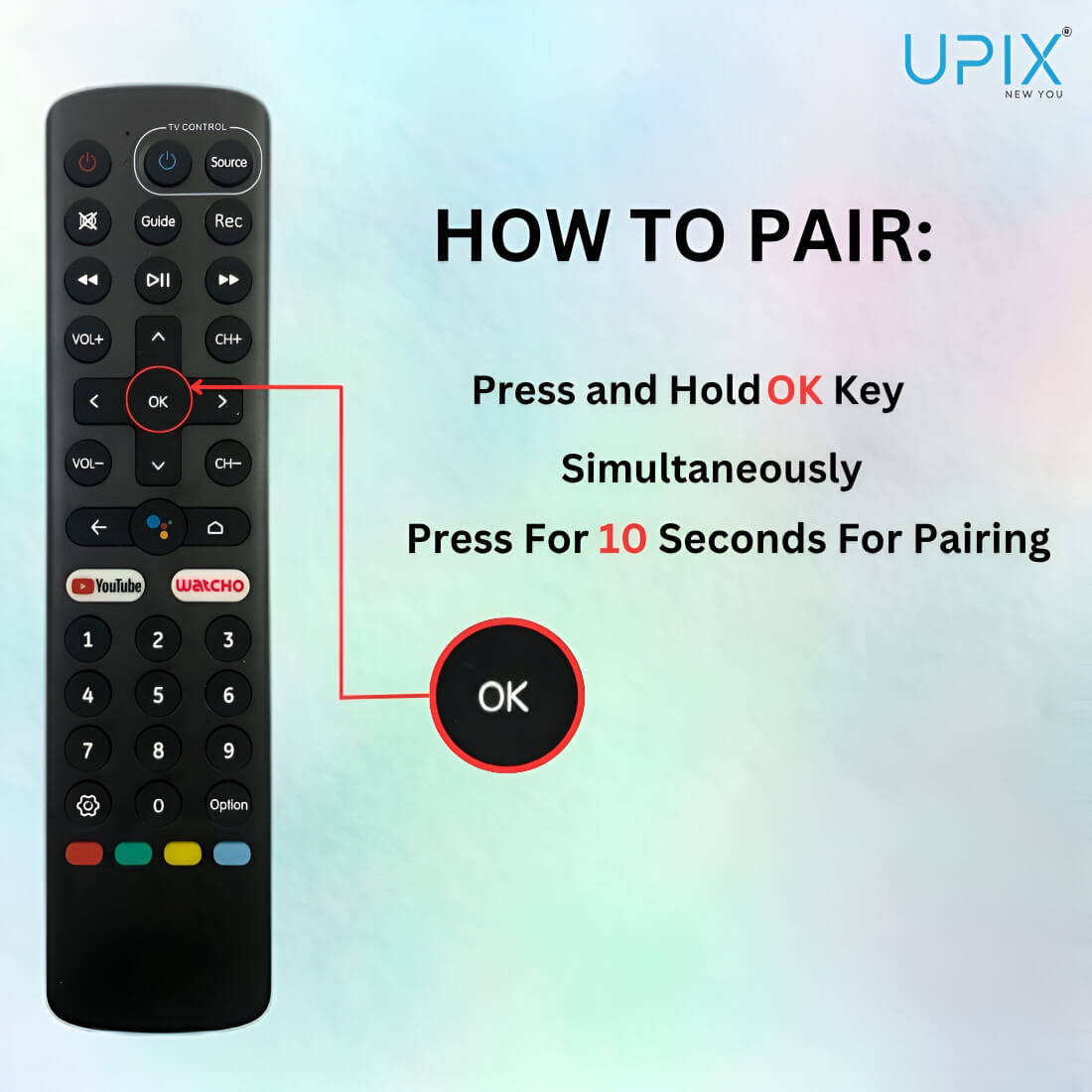 Upix Compatible for Smart Dish TV DTH Remote No. 1289 | with Voice | Pairing is Required