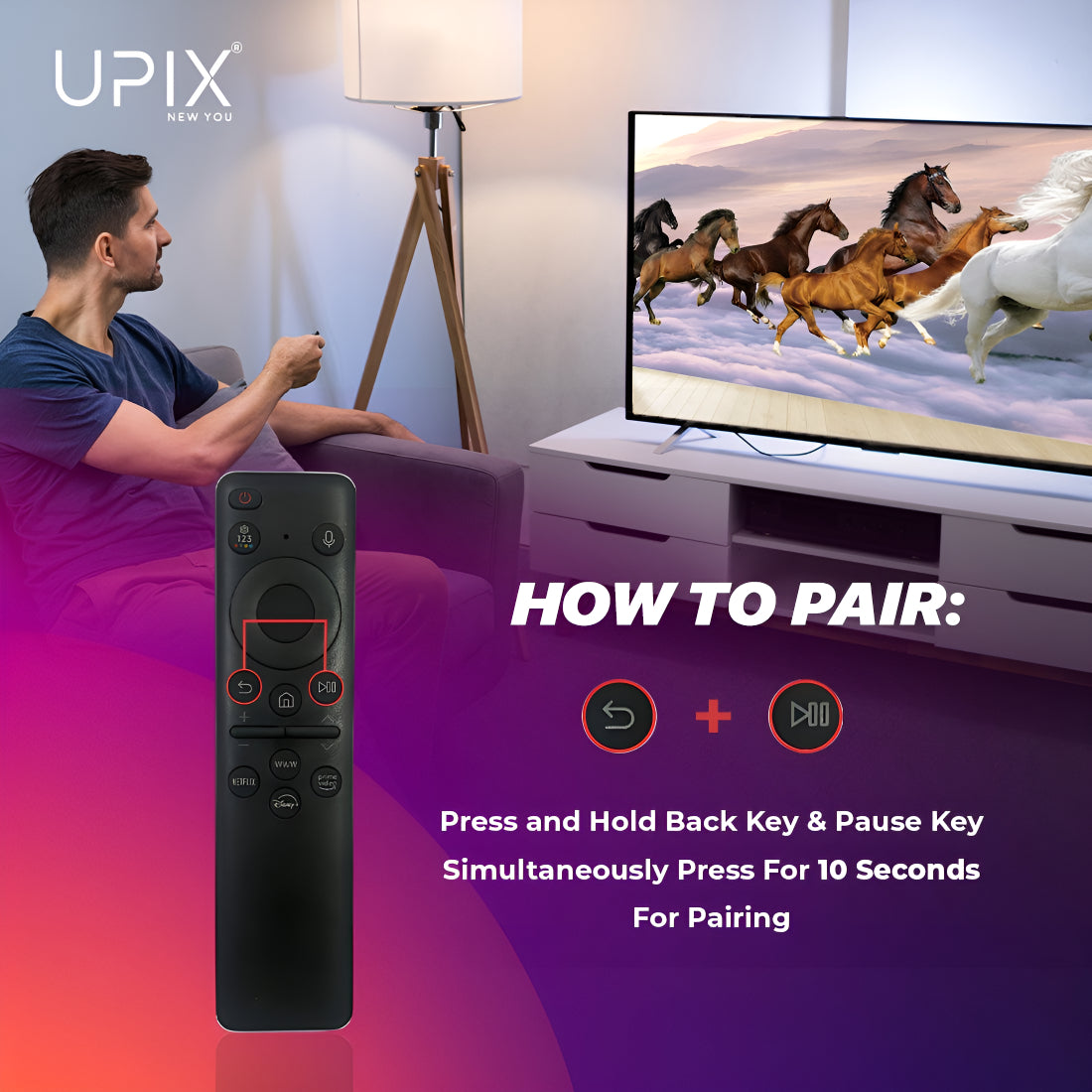 Upix Compatible Samsung Smart TV Remote No. 1291, with Voice, Pairing is Required