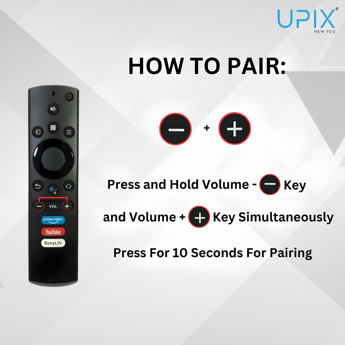 Upix Compatible Thomson Smart TV Remote No. 1298, with Voice, Pairing is Required