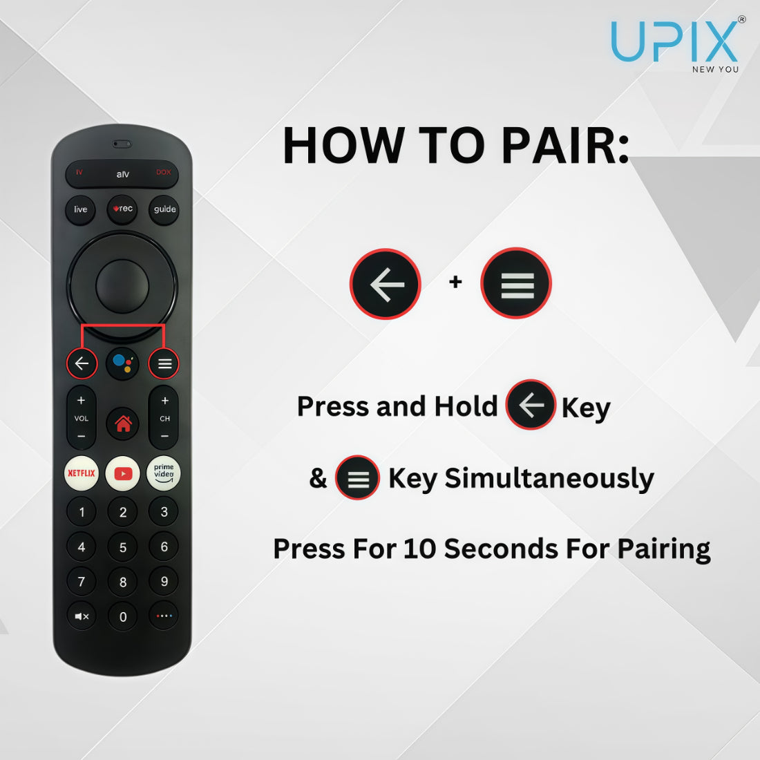 Upix Compatible Airtel Xstream DTH Set Top Box Remote No. 1306, with Voice, Pairing is Required