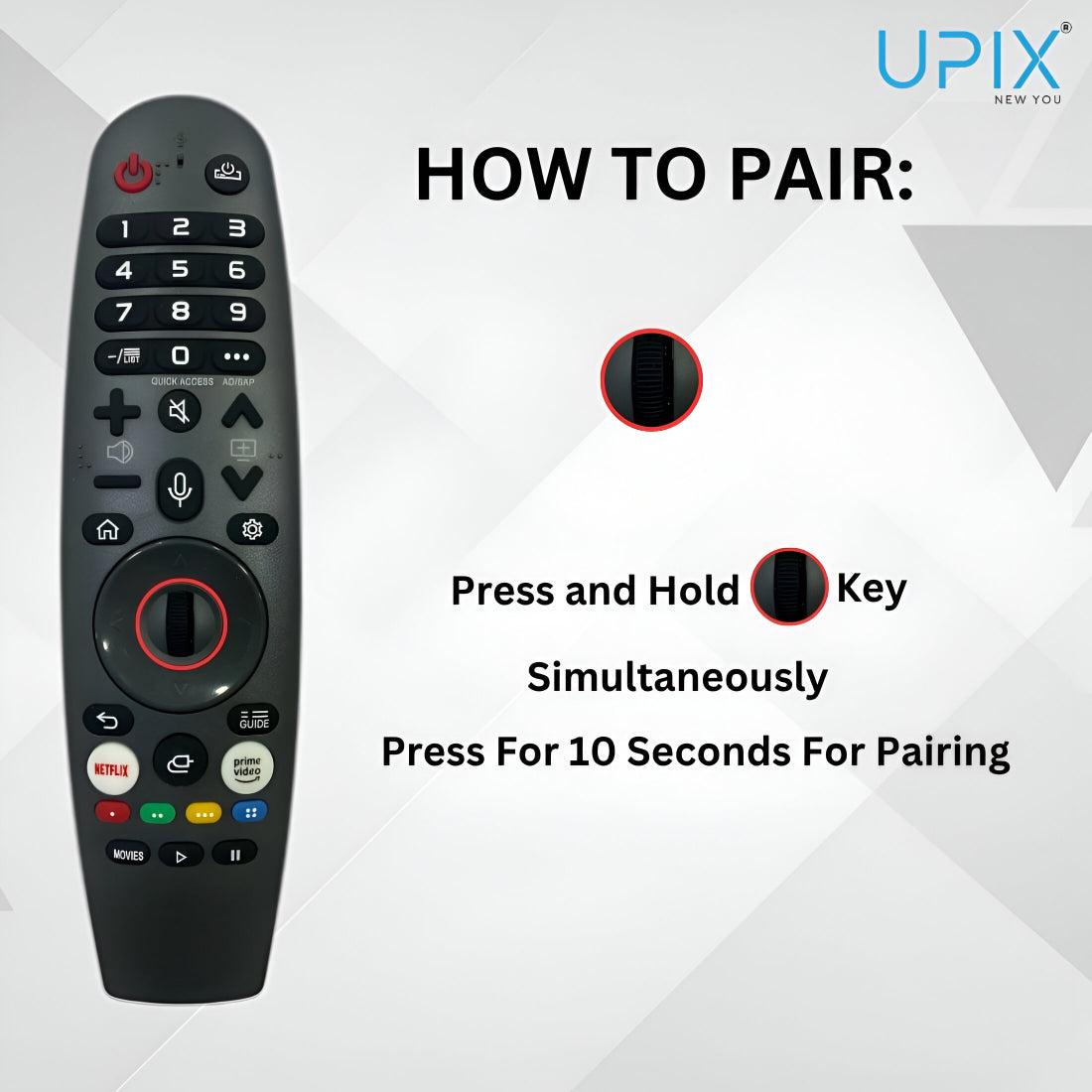 Upix Compatible Vise Smart TV Remote No. 1317, with Voice, Mouse or Scroller Point, Pairing is Required