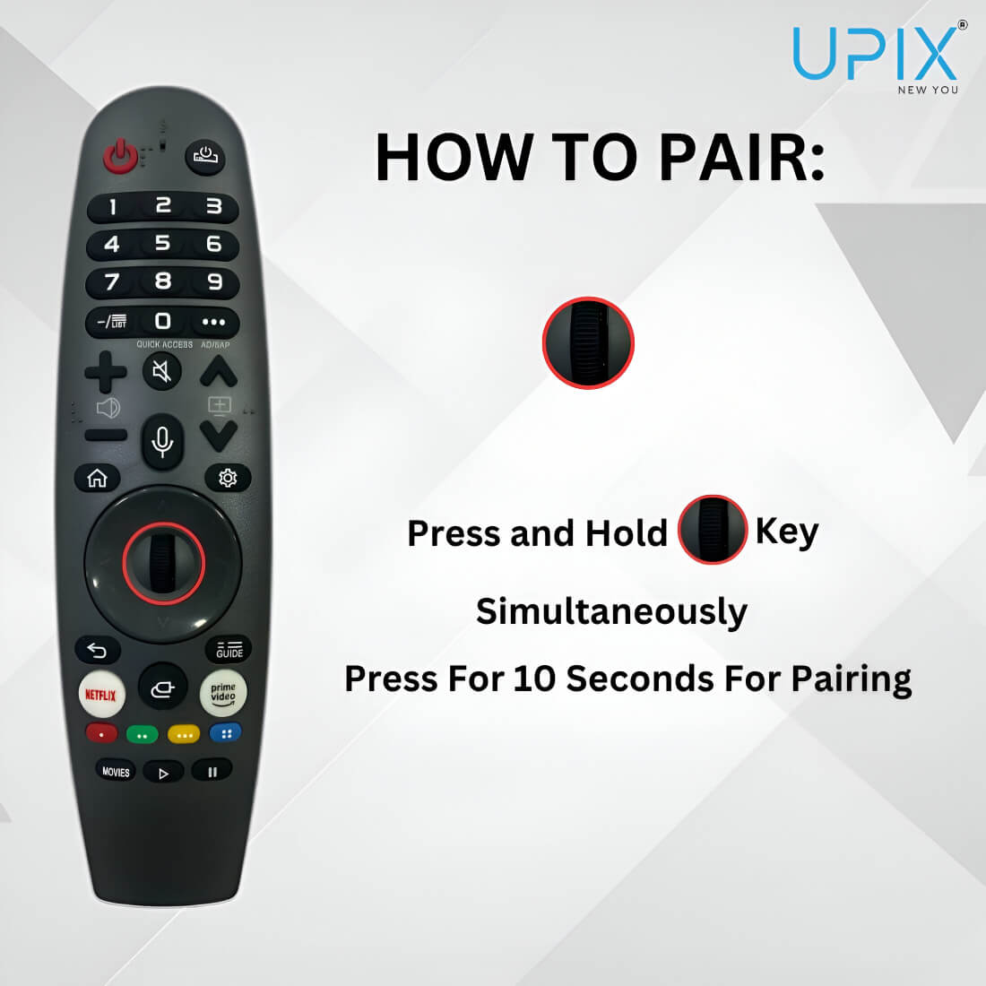 Upix Compatible for Reconnect Smart TV Remote No. 1318 | with Voice | Mouse or Scroller Point | Pairing is Required