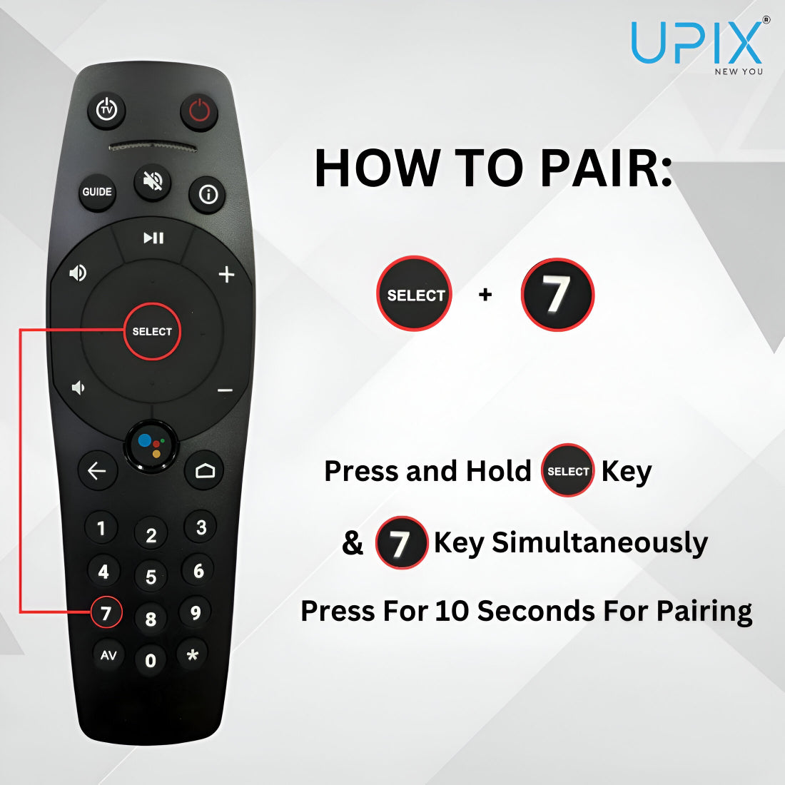 Upix Compatible Tata Play Binge Plus DTH Remote No. 1324, with Voice, Pairing is Required