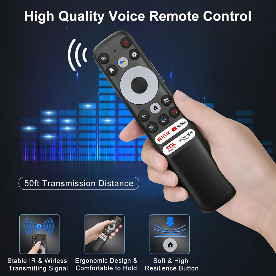 Upix Compatible TCL Smart TV Remote No. 1327, with Voice, Pairing is Required