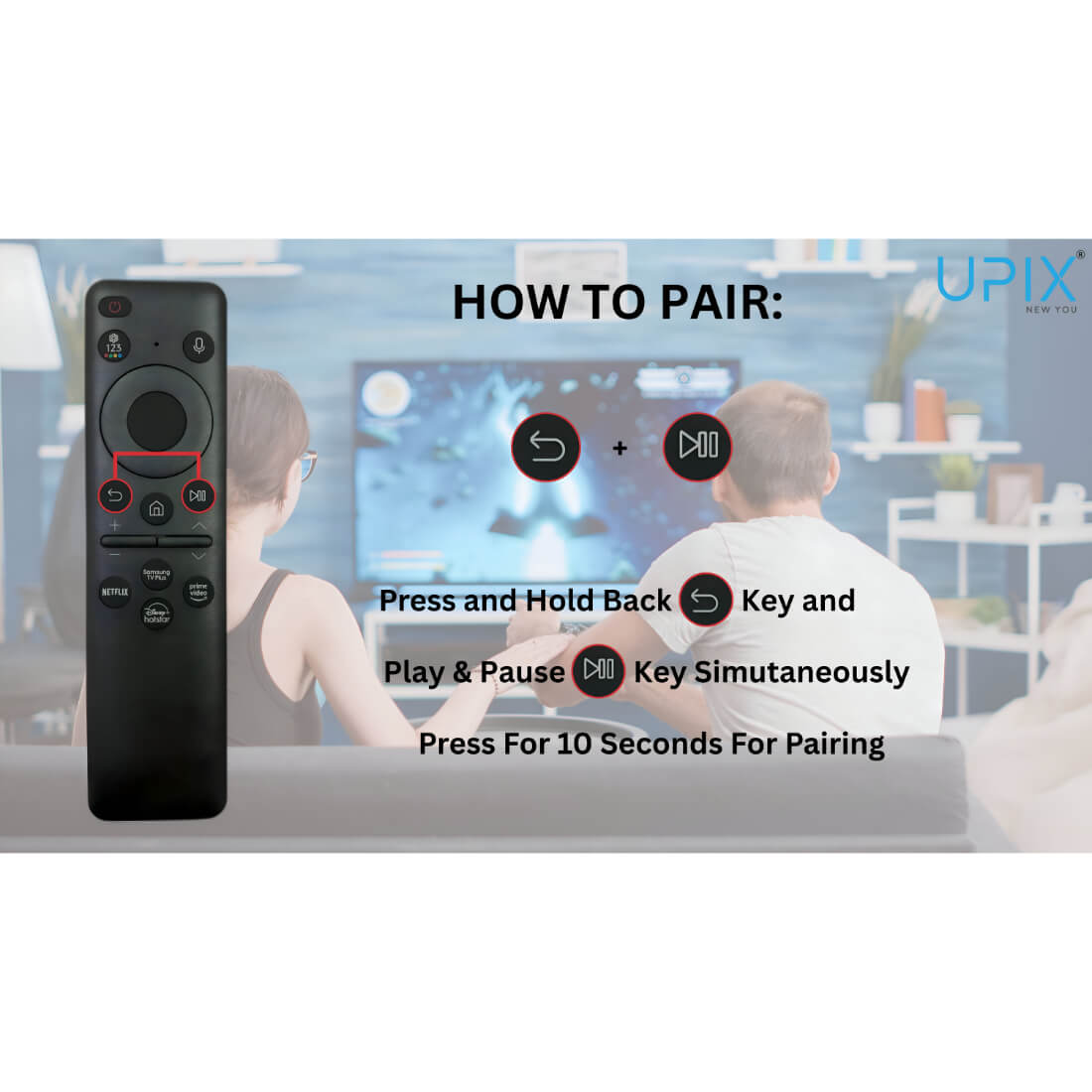 Upix Compatible for Samsung Smart TV Remote No. BN59-01432G | with Voice | With Solar Cell Charge | Pairing is Required