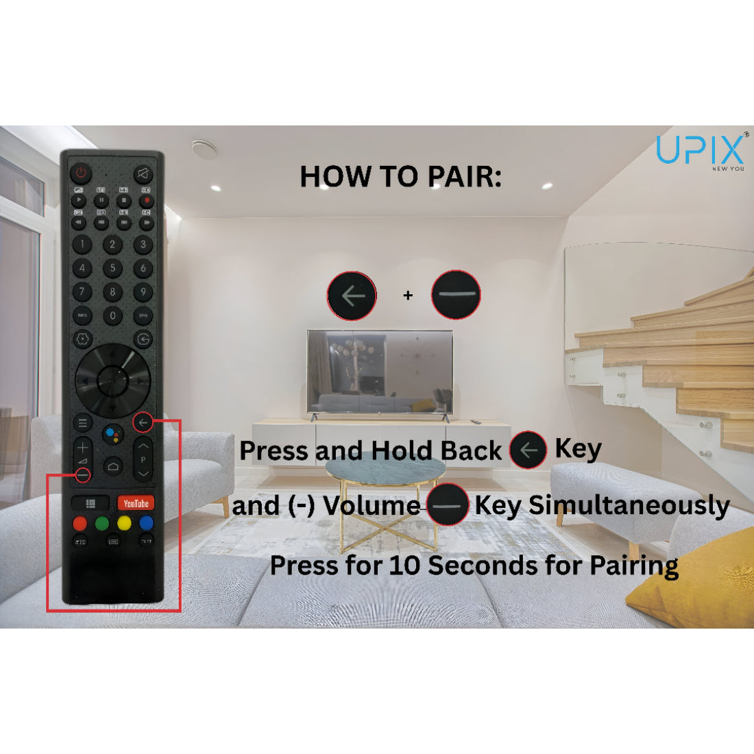 Upix Compatible Micromax Smart TV Remote No. 1340, with Voice, Pairing is Required