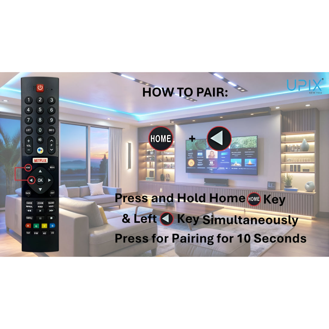 Upix Compatible Panasonic Smart TV Remote No. 1345, with Voice, Pairing is Required