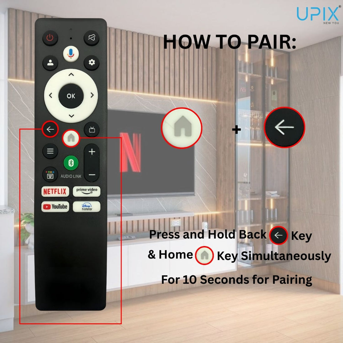 Upix Compatible Panasonic Smart TV Remote No. 1352, with Voice, Pairing is Required
