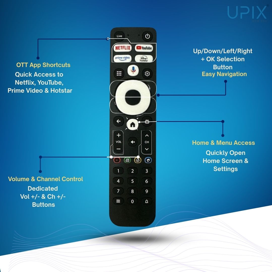 Upix Compatible Airtel Xstream Smart DTH Remote No. 1371 (No Voice)