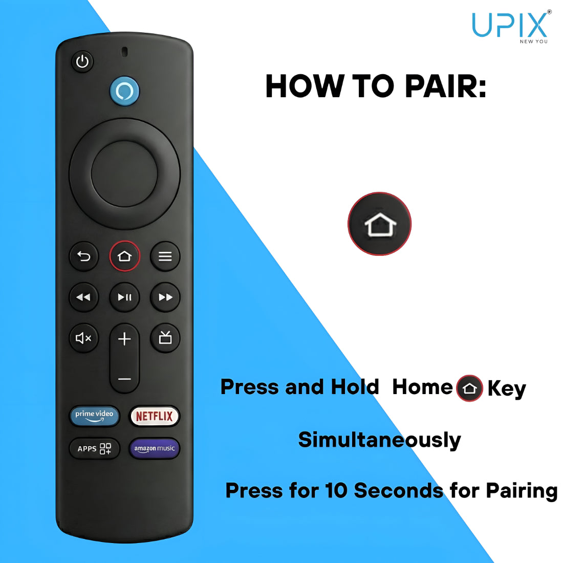 Upix Compatible Amazon Fire 3rd Genration TV Remote No. 1381, with Voice, Pairing is Required