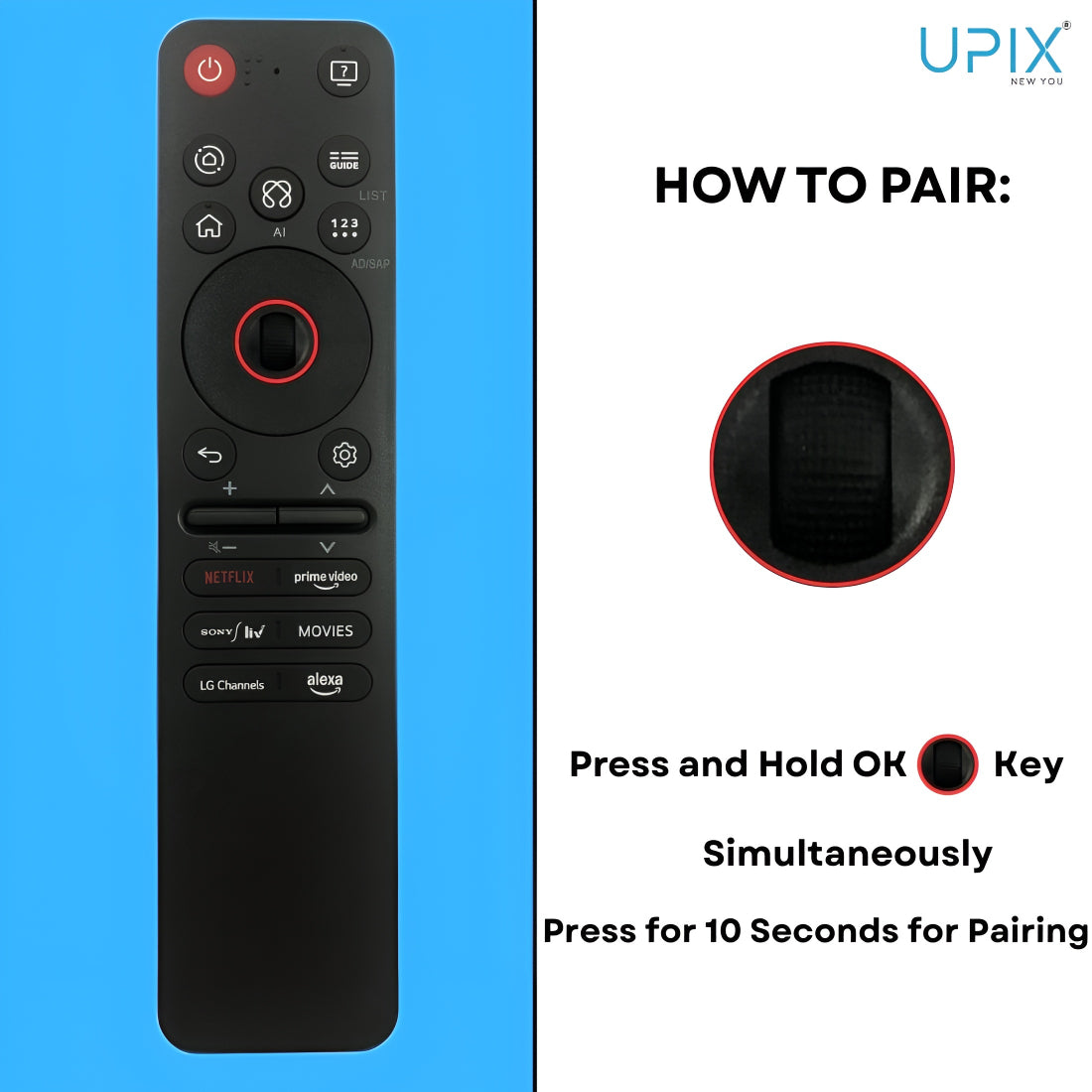 Upix Compatible LG Smart TV Remote No. AKB76046609, with Voice, with AI and Pointer Function, Pairing is Required