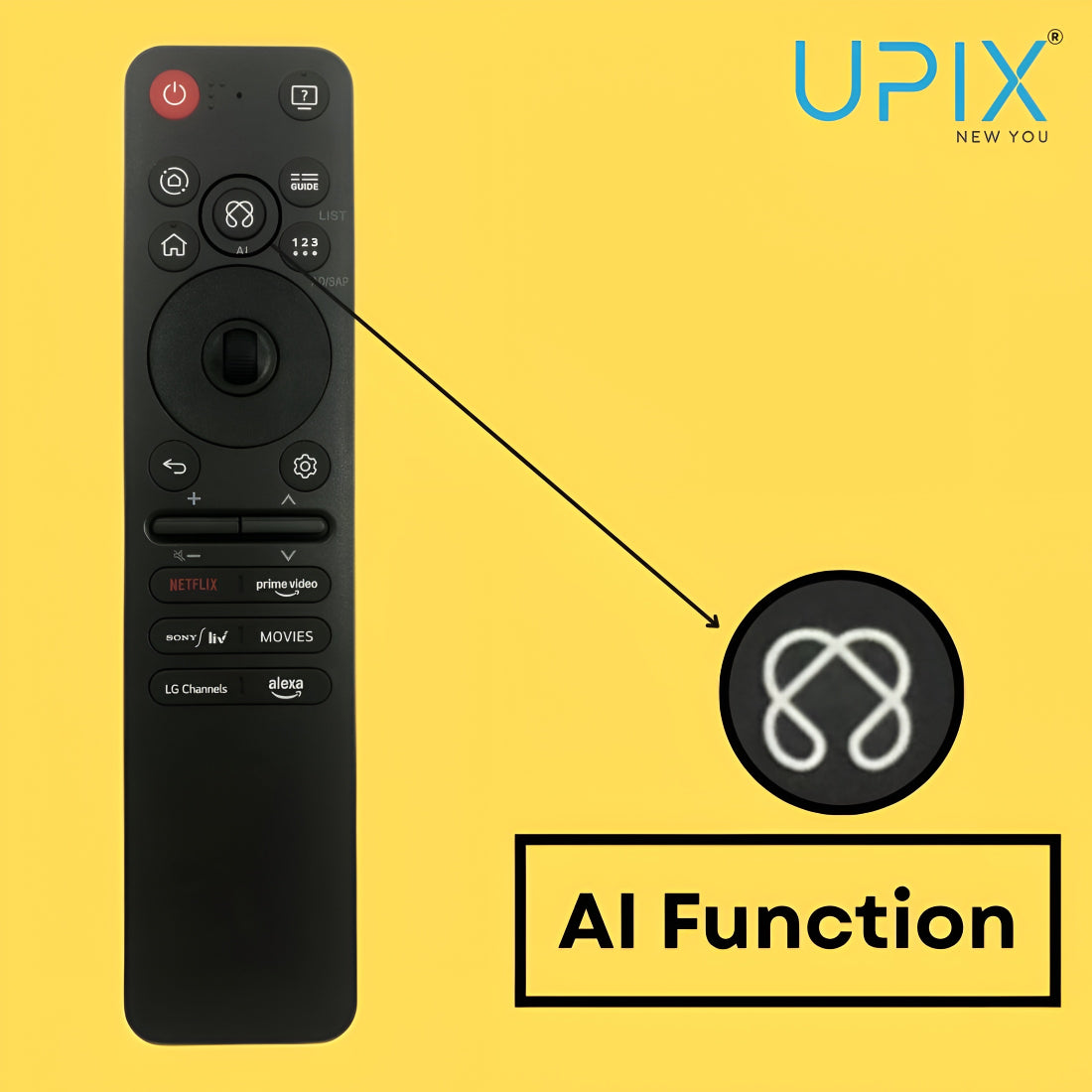 Upix Compatible LG Smart TV Remote No. AKB76046609, with Voice, with AI and Pointer Function, Pairing is Required