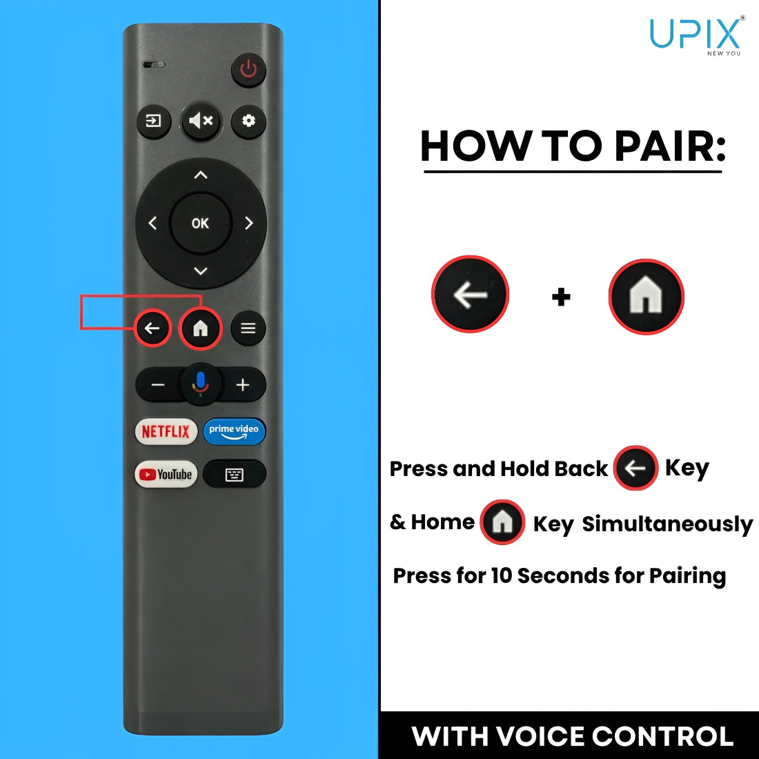 Upix Compatible BPL Smart TV Remote No. 1393 (with Voice)