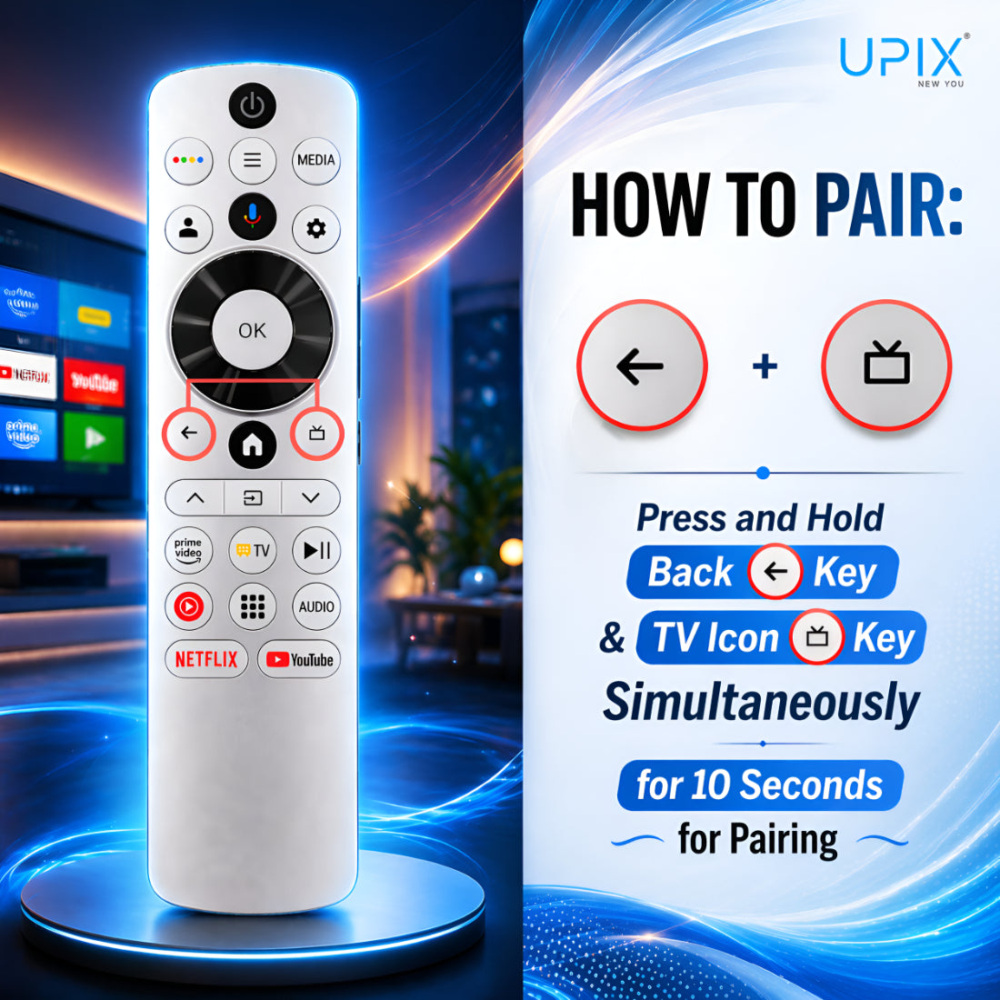 Upix Compatible for Haier Smart TV Remote No. 1417 (with Voice)