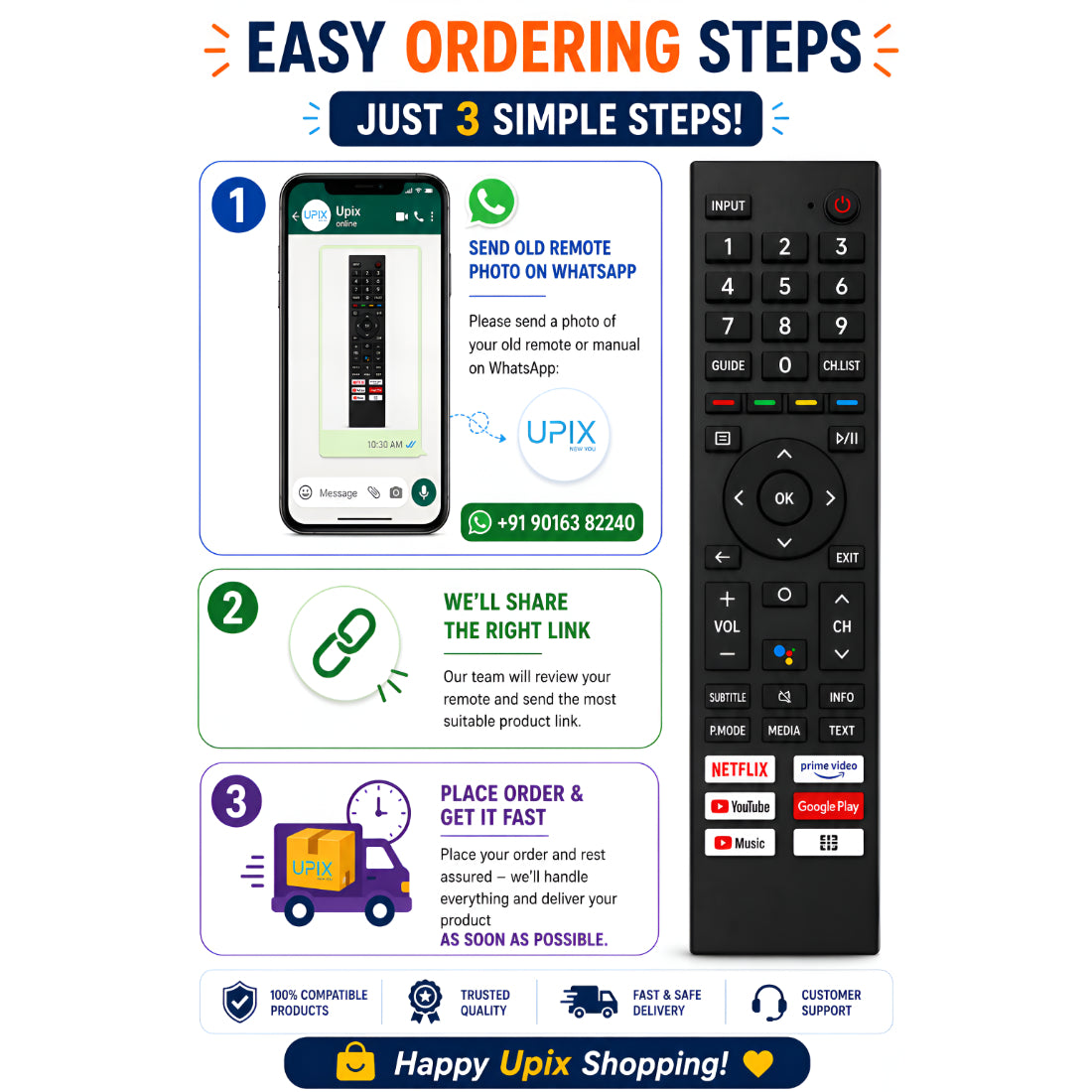 Upix Compatible Hisense Smart TV Remote No. 1437 | with Voice |