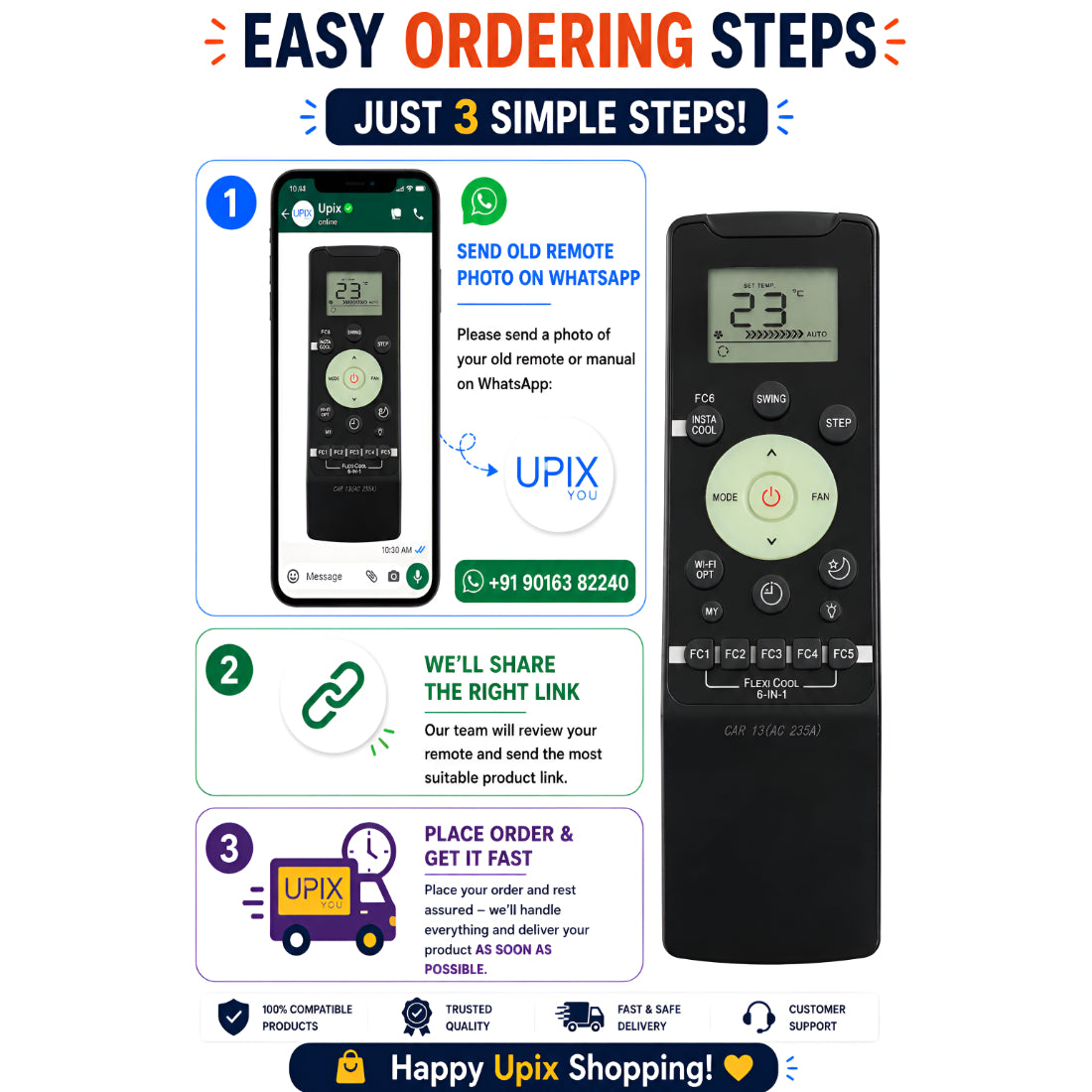 Upix Compatible Acer Smart TV Remote No. 1455 | with Voice