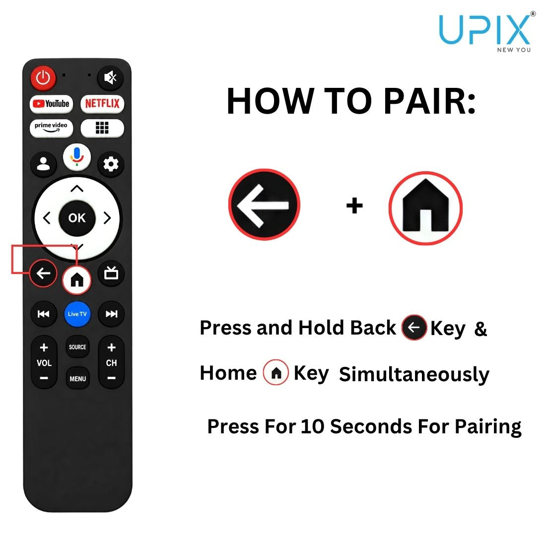 Upix Compatibel for Onida Smart TV Remote No. 1463 | with Voice