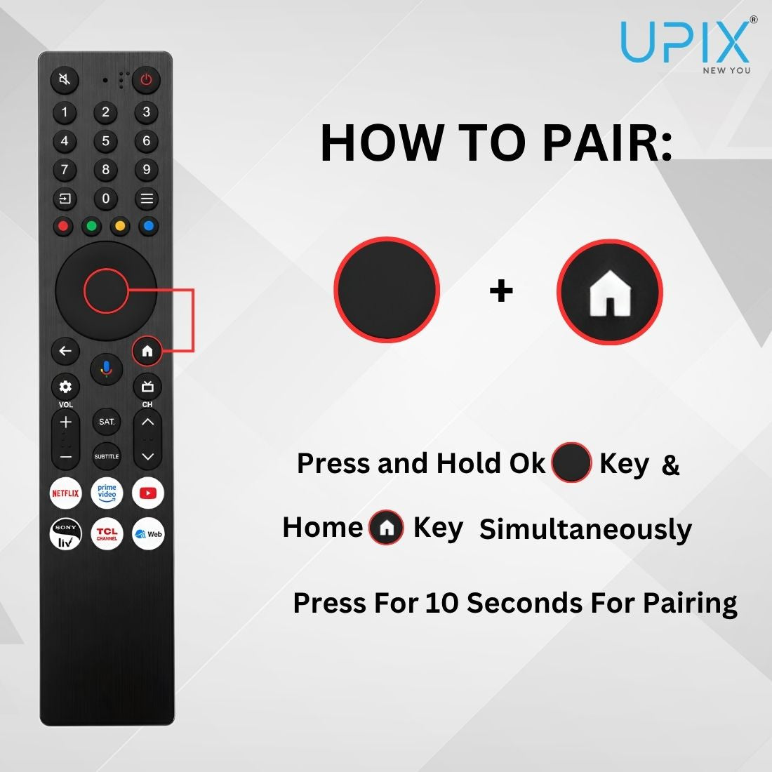 Upix Compatible for TCL Smart TV Remote No. 1467 | with Voice