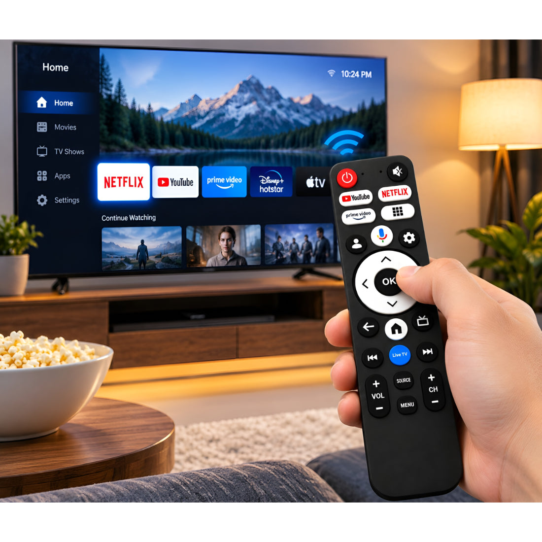 Upix Compatible for Onida Smart TV Remote No. 1469 | No Voice