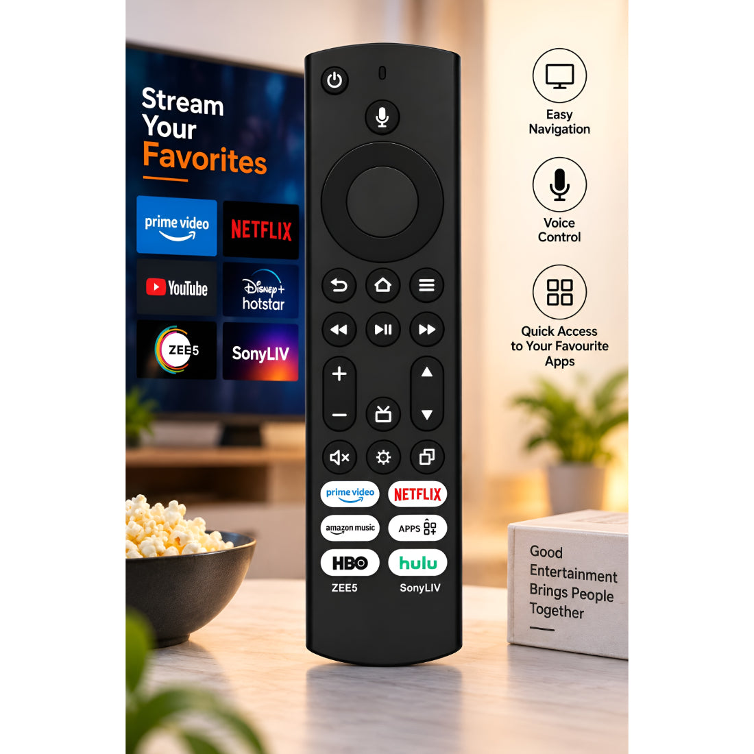 Upix Compatible for Akai Smart TV Remote No. 1475 | No Voice