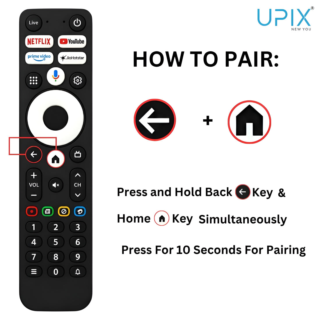 Upix Compatible Airtel Xstream Smart TV Remote No. 1486 | with Voice