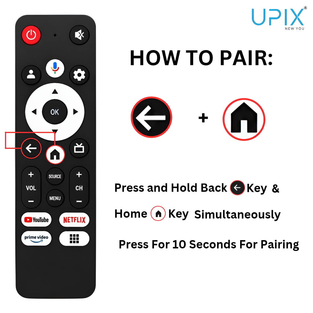 Upix Compatible Vu Smart TV Remote No. 1490 | with Voice