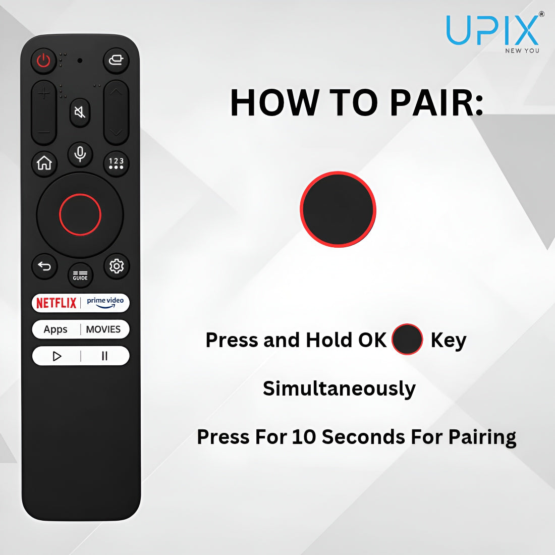 Upix Compatible Vu Smart TV Remote No. 1491 | No Voice
