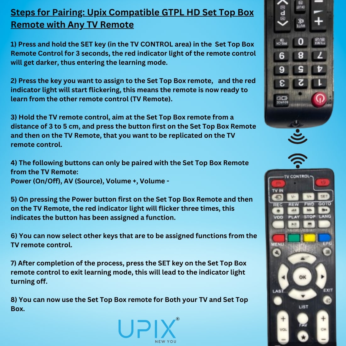 Upix Compatible GTPL HD Set Top Box Remote No. 1