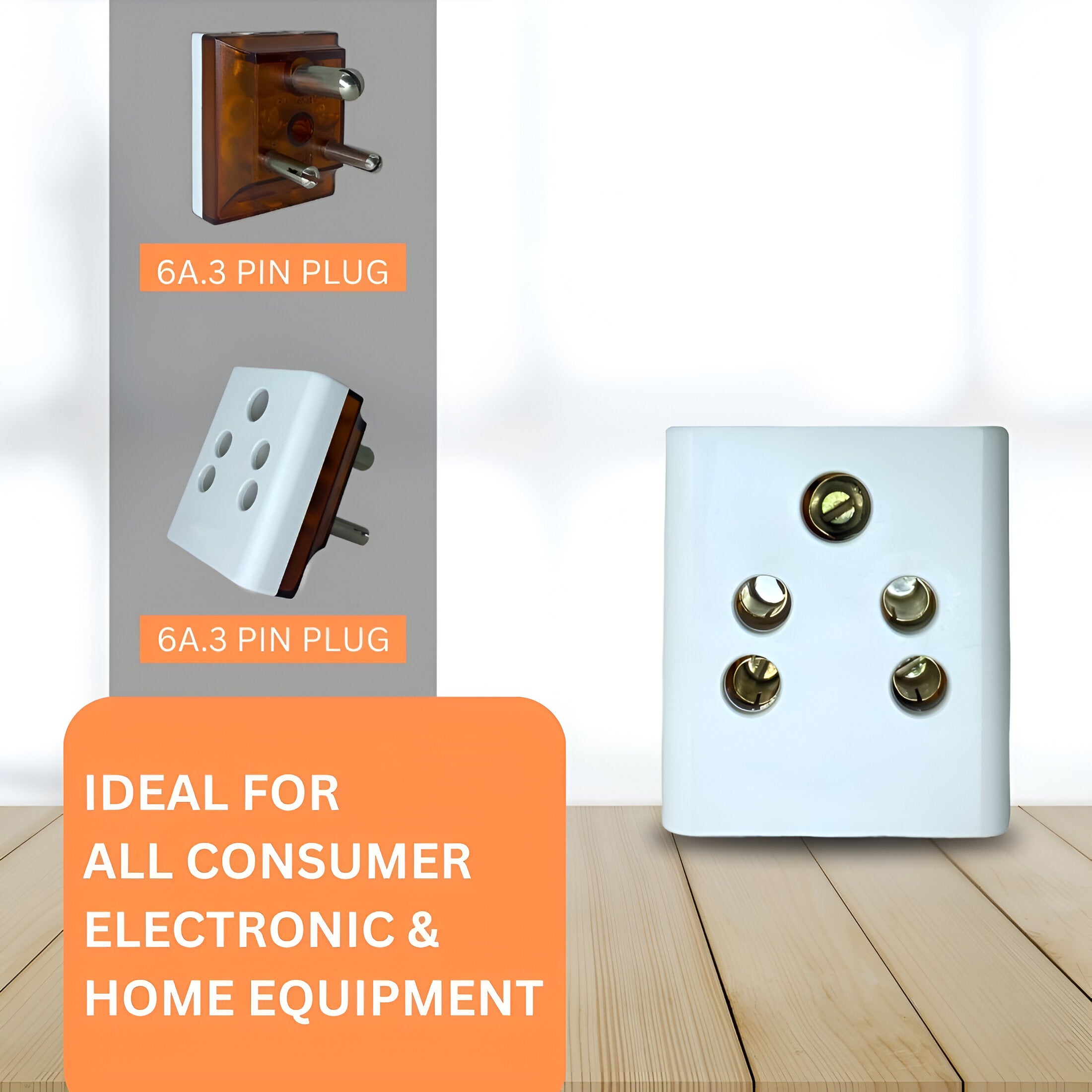 Upix 3 Pin Multi Plug Socket, (Type-D) Multiple Plug Socket, 2 in 1 Plug Extension Socket