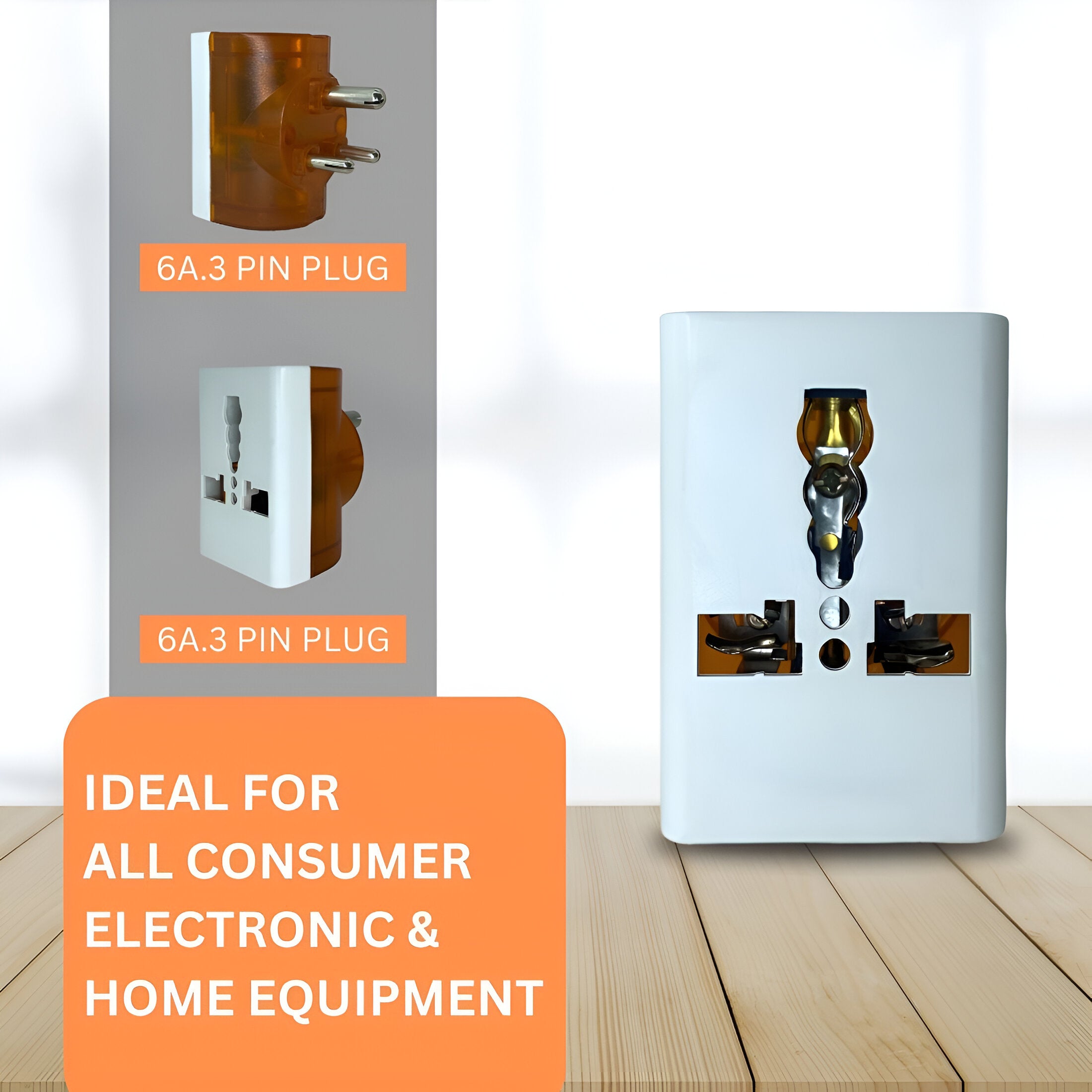Upix 3 Pin Travel Universal Multi Plug, Worldwide Electric Adaptor, for 2 Pin 3 Pin Socket Connector