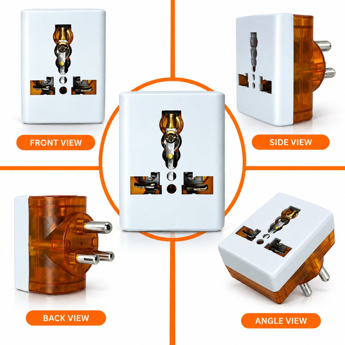 Upix 3 Pin Travel Universal Multi Plug, Worldwide Electric Adaptor, for 2 Pin 3 Pin Socket Connector