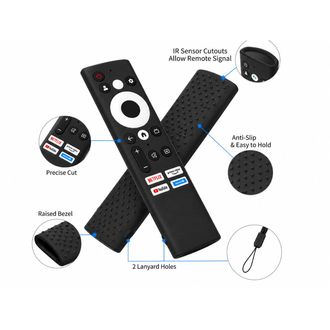 Upix Silicone Protective Cover for Lloyd Smart TV Remote – Soft Silicone Case Only (Black)